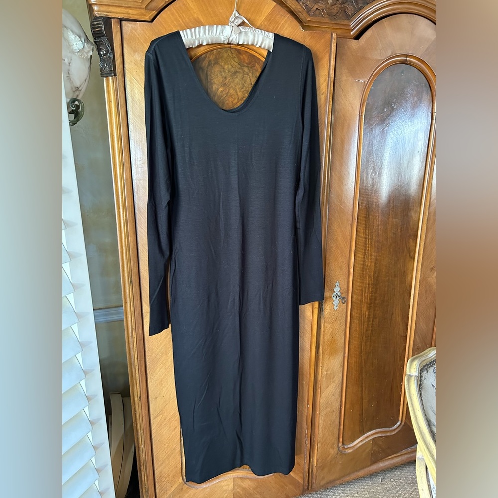 Body Dress Christa de Carouge sz M blk cotton knit long dress